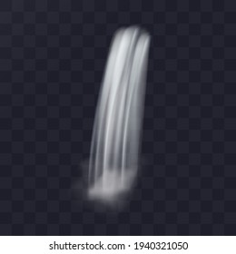 Realistic natural waterfall. Falling  stream  river water or mountain fall. Vector illustration isolated on transparent background.