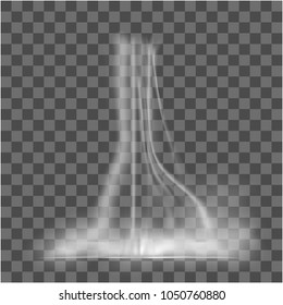 Realistic nature waterfalls with fog on transparent background isolated. vector illustration