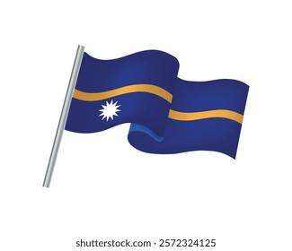 Realistic Nauru Waving Flag Vector