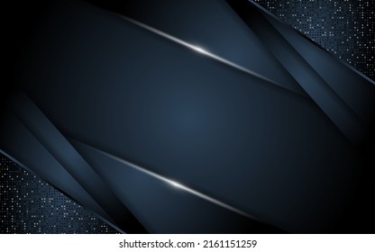 Realistic navy blue with silver line textured overlap layer background