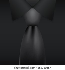 Realistic necktie and black shirt, vector illustration