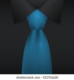 Realistic necktie and black shirt, vector illustration