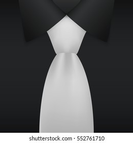 Realistic necktie and black shirt, vector illustration