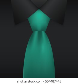 Realistic necktie and black shirt, vector illustration