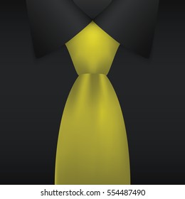 Realistic necktie and black shirt, vector illustration