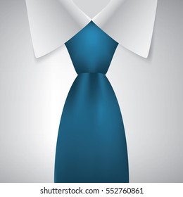 Realistic necktie and white shirt, vector illustration