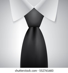 Realistic necktie and white shirt, vector illustration