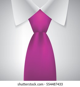 Realistic necktie and white shirt, vector illustration