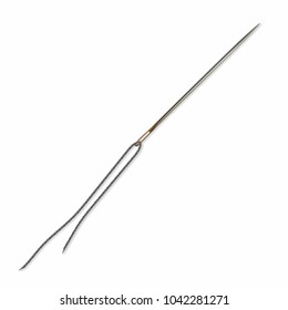 Realistic needle and thread on white background, vector illustration