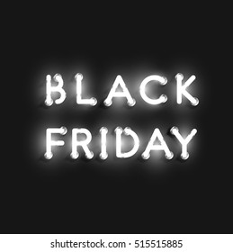 Realistic neon 'BLACK FRIDAY' sign, vector illustration