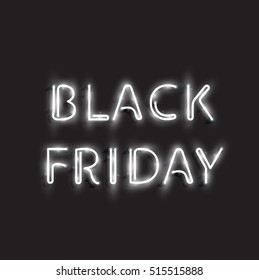 Realistic neon 'BLACK FRIDAY' sign, vector illustration