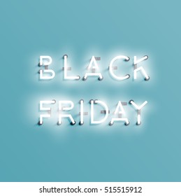 Realistic neon 'BLACK FRIDAY' sign, vector illustration