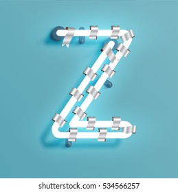 Realistic neon character with silver decoration, vector