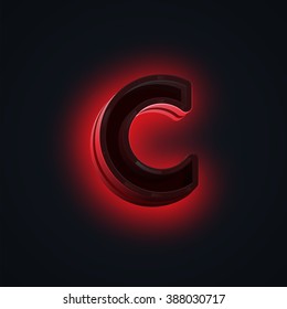 Realistic neon Character from a typeset, vector