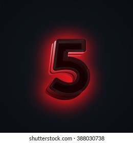 Realistic neon Character from a typeset, vector