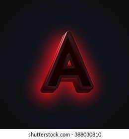 Realistic neon Character from a typeset, vector