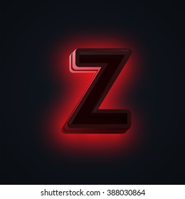 Realistic neon Character from a typeset, vector