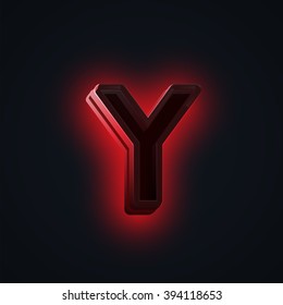 Realistic neon Character from a typeset, vector