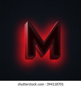 Realistic neon Character from a typeset, vector
