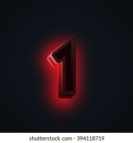 Realistic neon Character from a typeset, vector