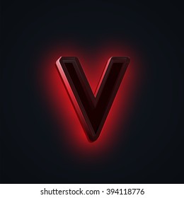 Realistic neon Character from a typeset, vector