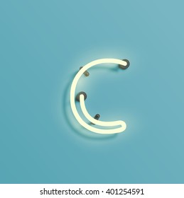 Realistic neon character from a typeset, vector