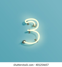 Realistic neon character from a typeset, vector