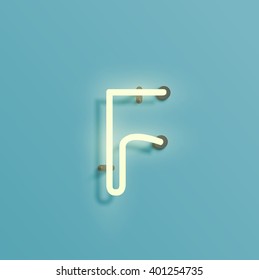 Realistic neon character from a typeset, vector