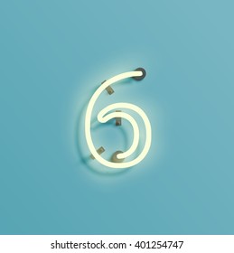 Realistic neon character from a typeset, vector