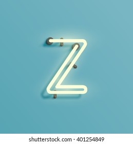 Realistic neon character from a typeset, vector