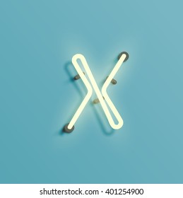 Realistic neon character from a typeset, vector