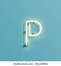 Realistic neon character from a typeset, vector