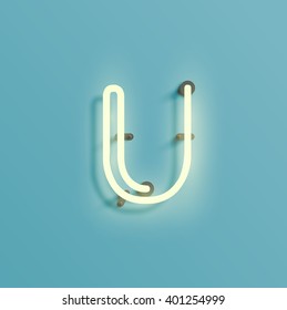 Realistic neon character from a typeset, vector