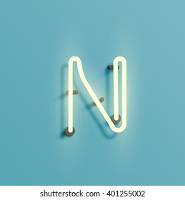 Realistic neon character from a typeset, vector