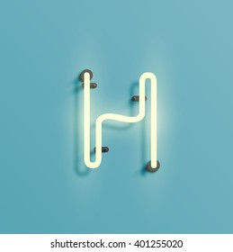 Realistic neon character from a typeset, vector