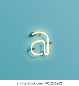 Realistic neon character from a typeset, vector