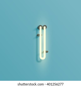 Realistic neon character from a typeset, vector