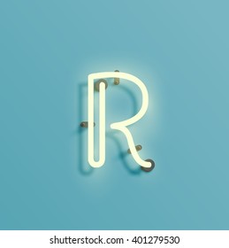 Realistic neon character from a typeset, vector