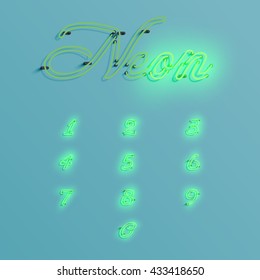 Realistic neon character typeset, vector