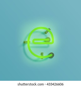 Realistic neon character typeset, vector