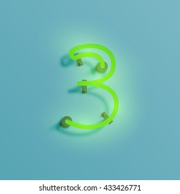 Realistic neon character typeset, vector