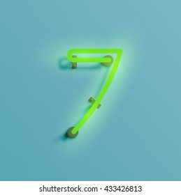 Realistic neon character typeset, vector