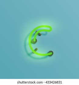 Realistic neon character typeset, vector