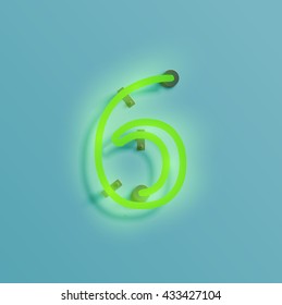 Realistic neon character typeset, vector