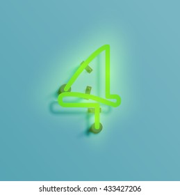 Realistic neon character typeset, vector