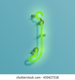 Realistic neon character typeset, vector
