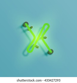 Realistic neon character typeset, vector