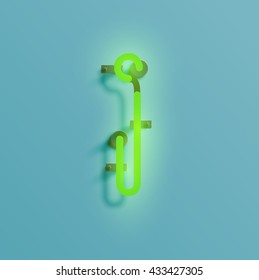 Realistic neon character typeset, vector