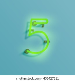 Realistic neon character typeset, vector