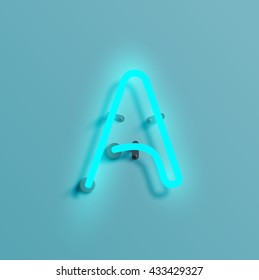 Realistic neon character typeset, vector